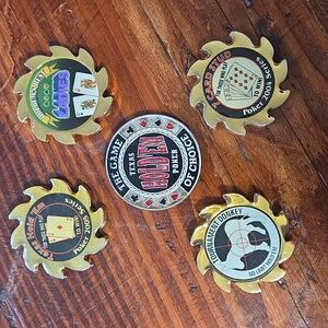 Vintage Poker card Guards ☆ 5 Each ☆ 4 Spinners ☆ Collectible Poker Card Guards